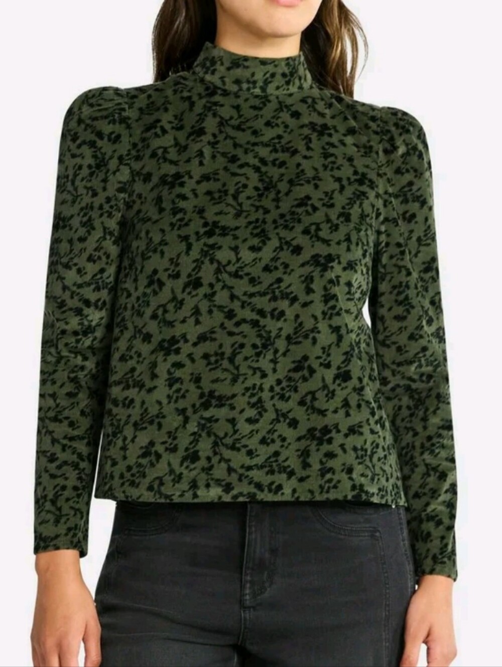 Time and Tru Women's Size M (8-10) Tie Back Corduroy Top Long Sleeves NWT Olive